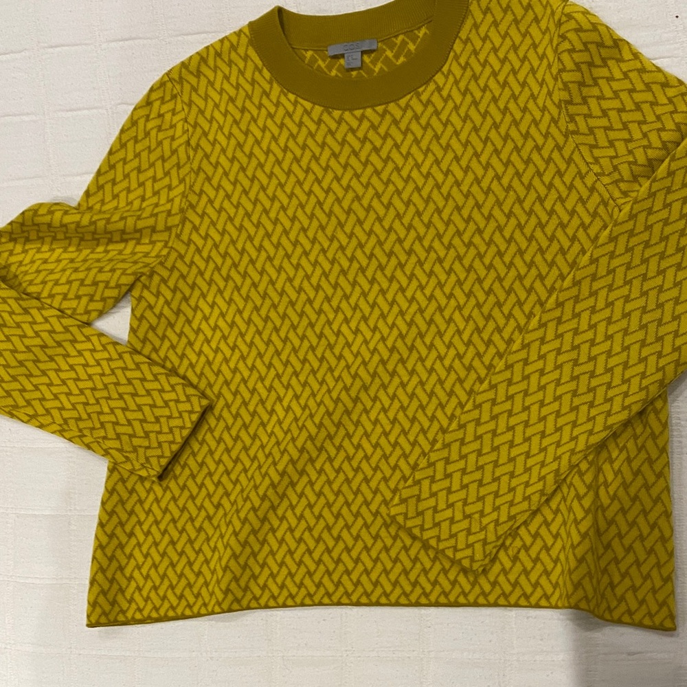 COS Mustard Patterned Long Sleeve Sweater